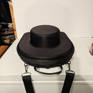 Black Hard Shell Cowboy Hat Carrier Case Travel Backpack with Luggage Strap